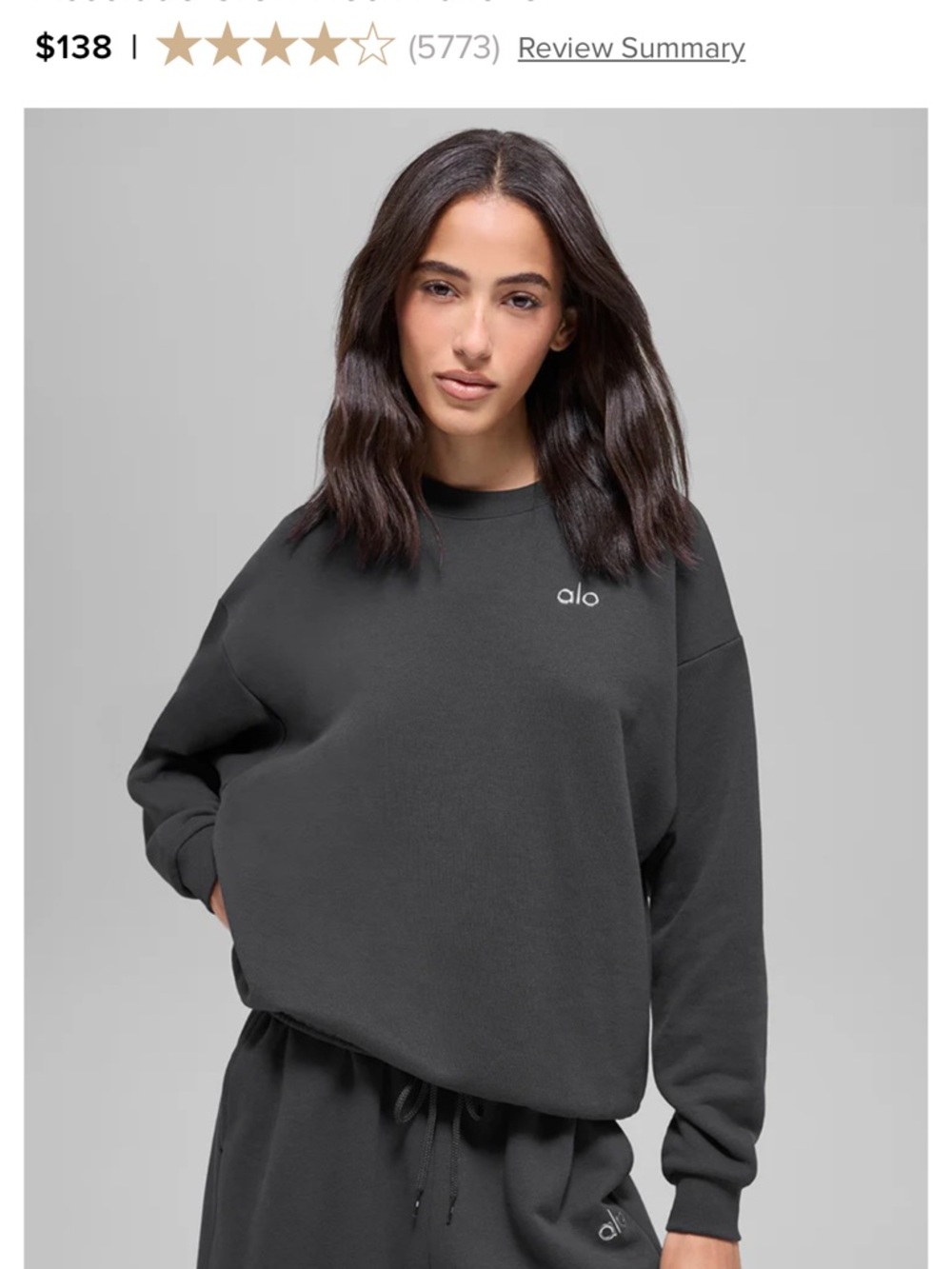 ALO Yoga Charcoal Oversized Crewneck Sweatshirt